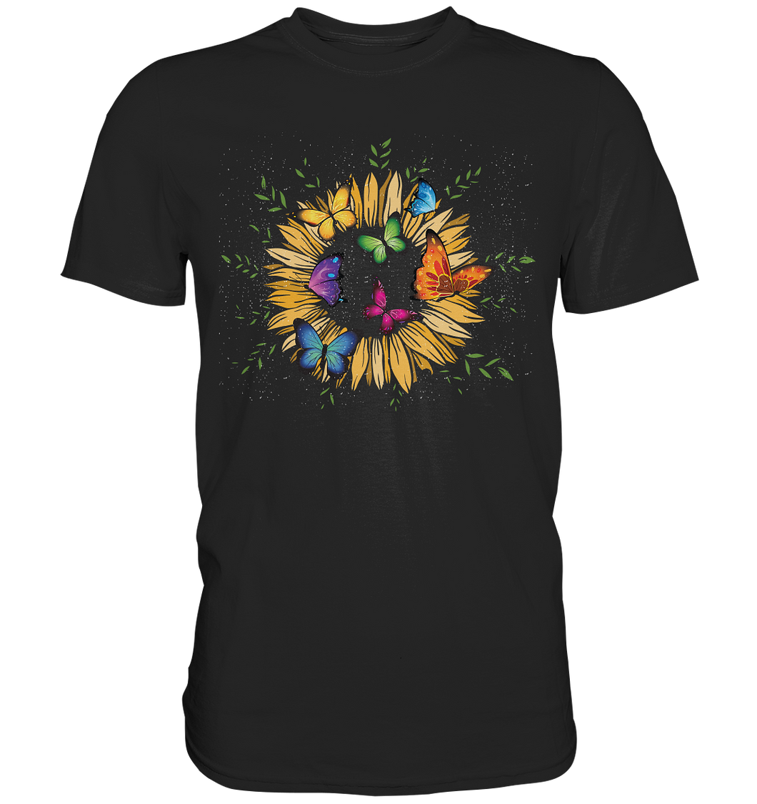 Sonnenblume Bunte Schmetterlinge T-Shirt