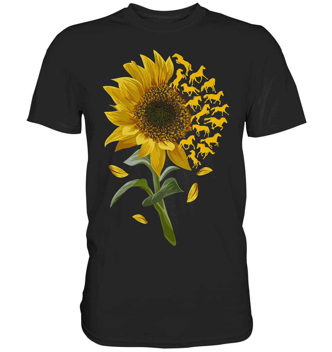 Pferde Sonnenblumen T-Shirt Gärtner Reiter Geschenk Garten