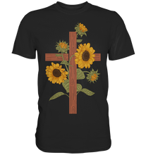 Laden Sie das Bild in den Galerie-Viewer, Religion Sonnenblumen Kreuz T-Shirt Christlicher Gärtner Geschenk
