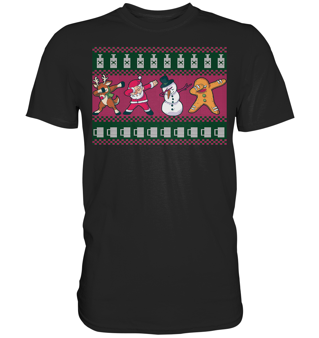 Dabbing Rentier Weihnachtsmann Schneemann Lebkuchen T-Shirt