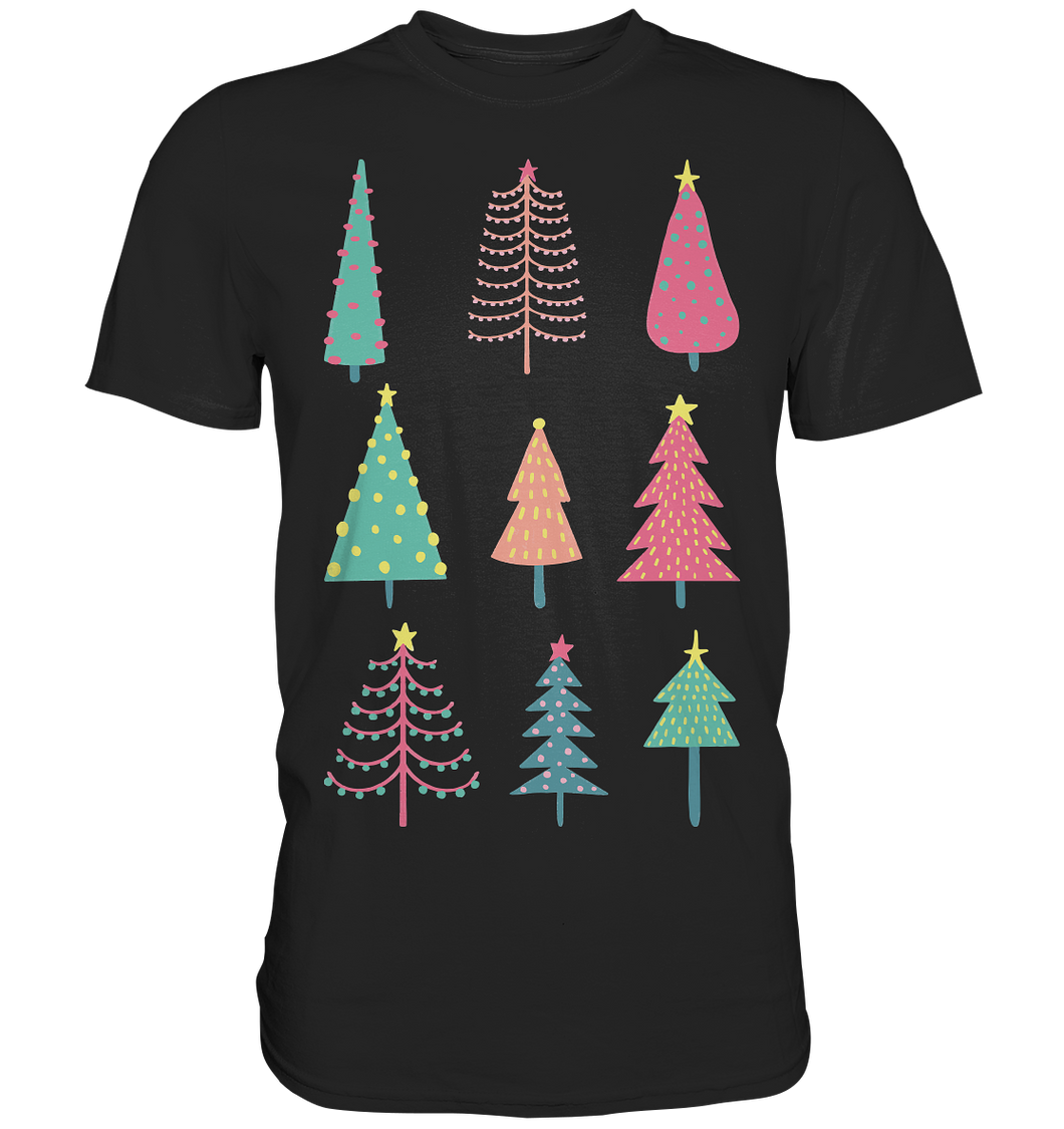 Retro Bunte Weihnachtsbäume Weihnachtsoutfit Weihnachtsshirt Weihnachten T-Shirt