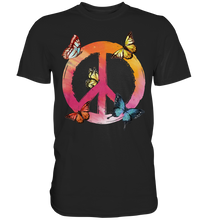 Laden Sie das Bild in den Galerie-Viewer, Buntes Peace Symbol Frauen Schmetterling T-Shirt
