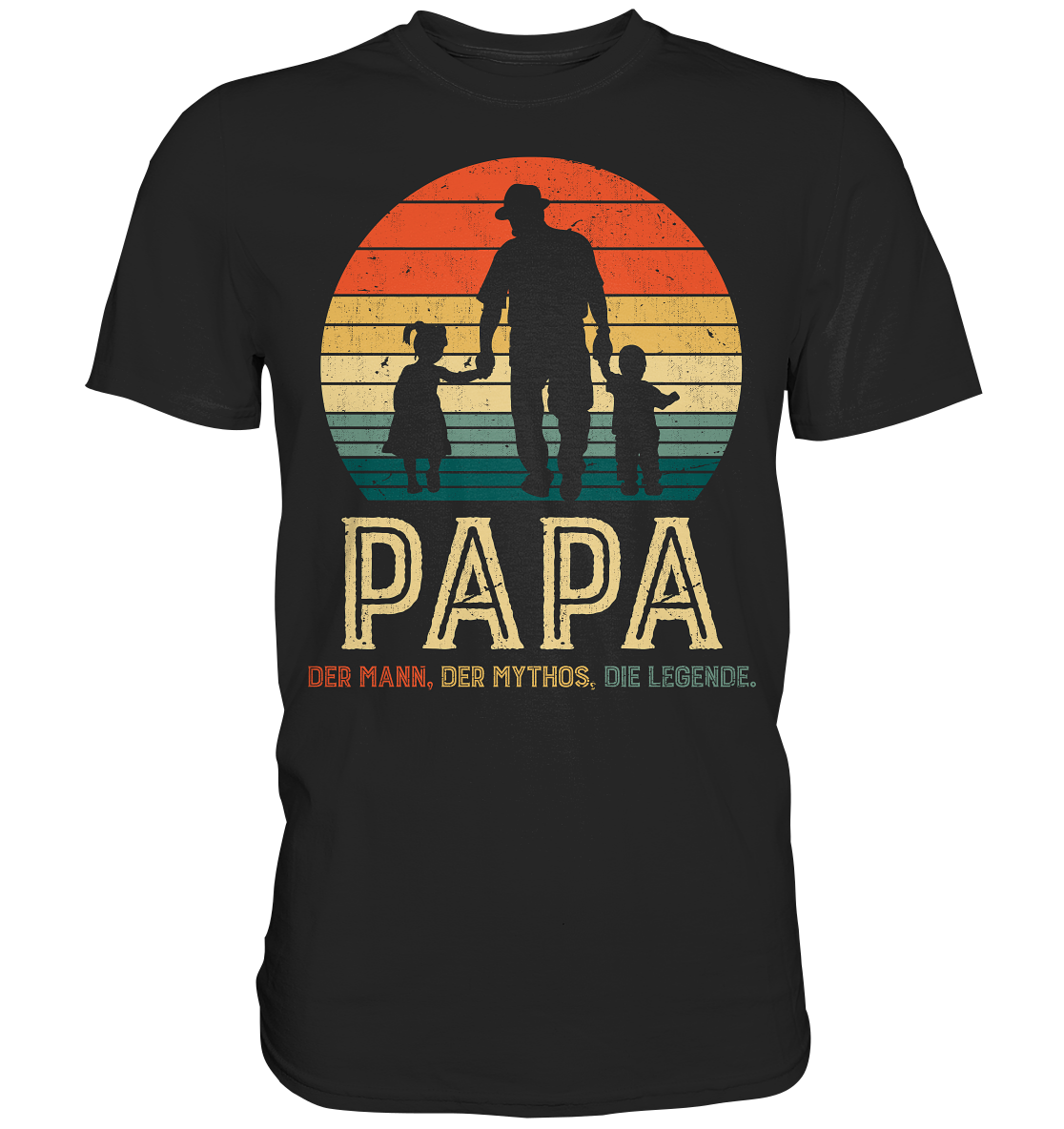 Papa Kinder Tochter Sohn Bester Vater Mann Mythos Legende T-Shirt