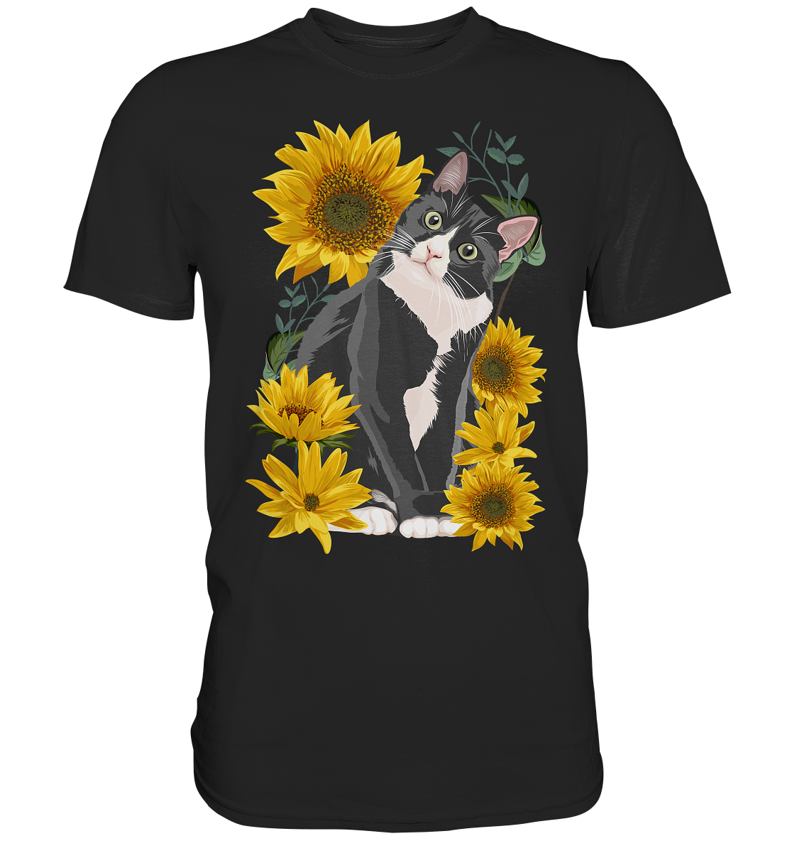 Sonnenblumen Katze T-Shirt Lustiges Garten Geschenk Gärtner