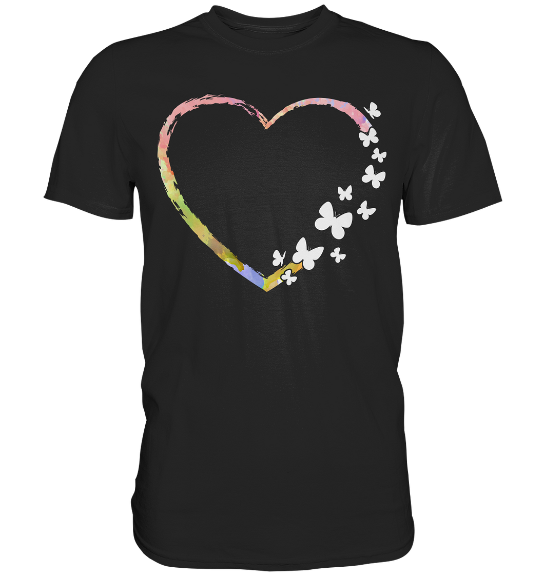 Buntes Herz Schmetterlinge T-Shirt