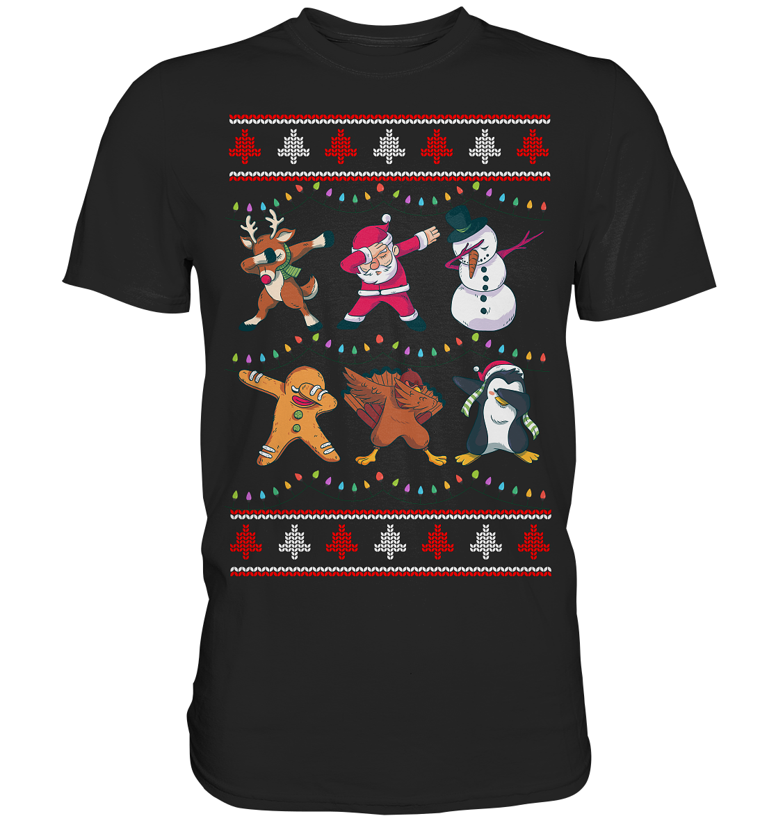 Dabbing Rentier Santa Schneemann Pingiun Weihnachten T-Shirt