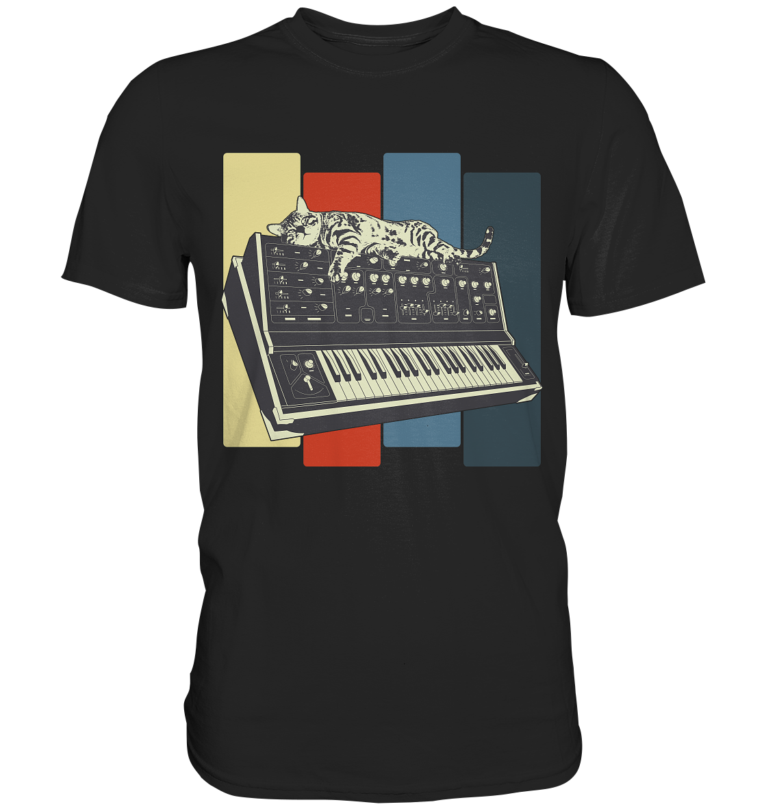 Modular Synthesizer Keyboard Vintage Analog Katze T-Shirt