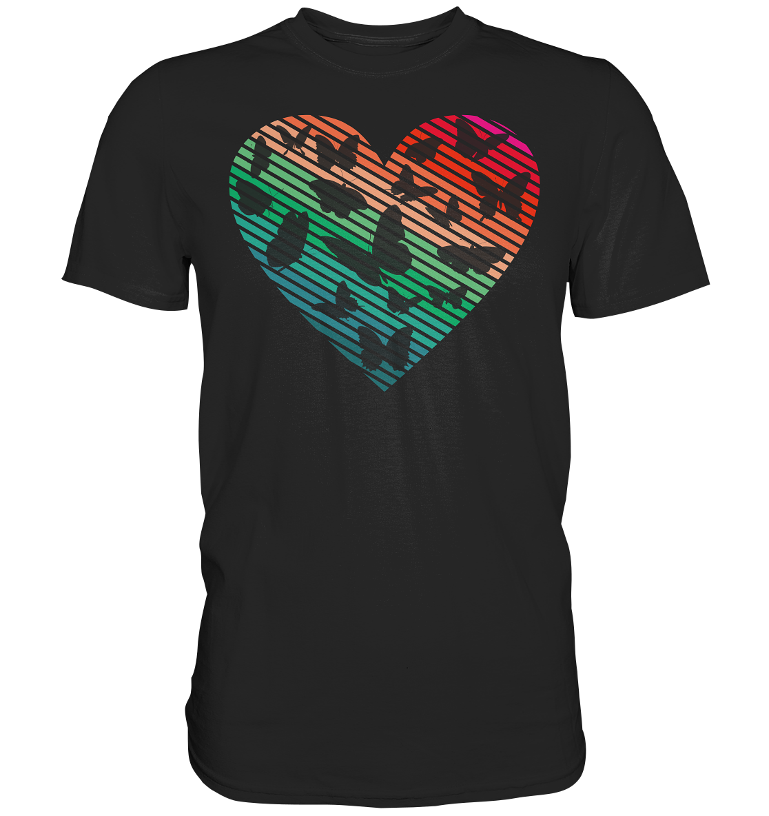 Frauen Retro Schmetterling Herz T-Shirt