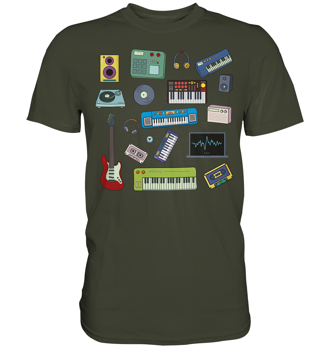 Retro Synthesizer Gitarre Musikproduzent T-Shirt