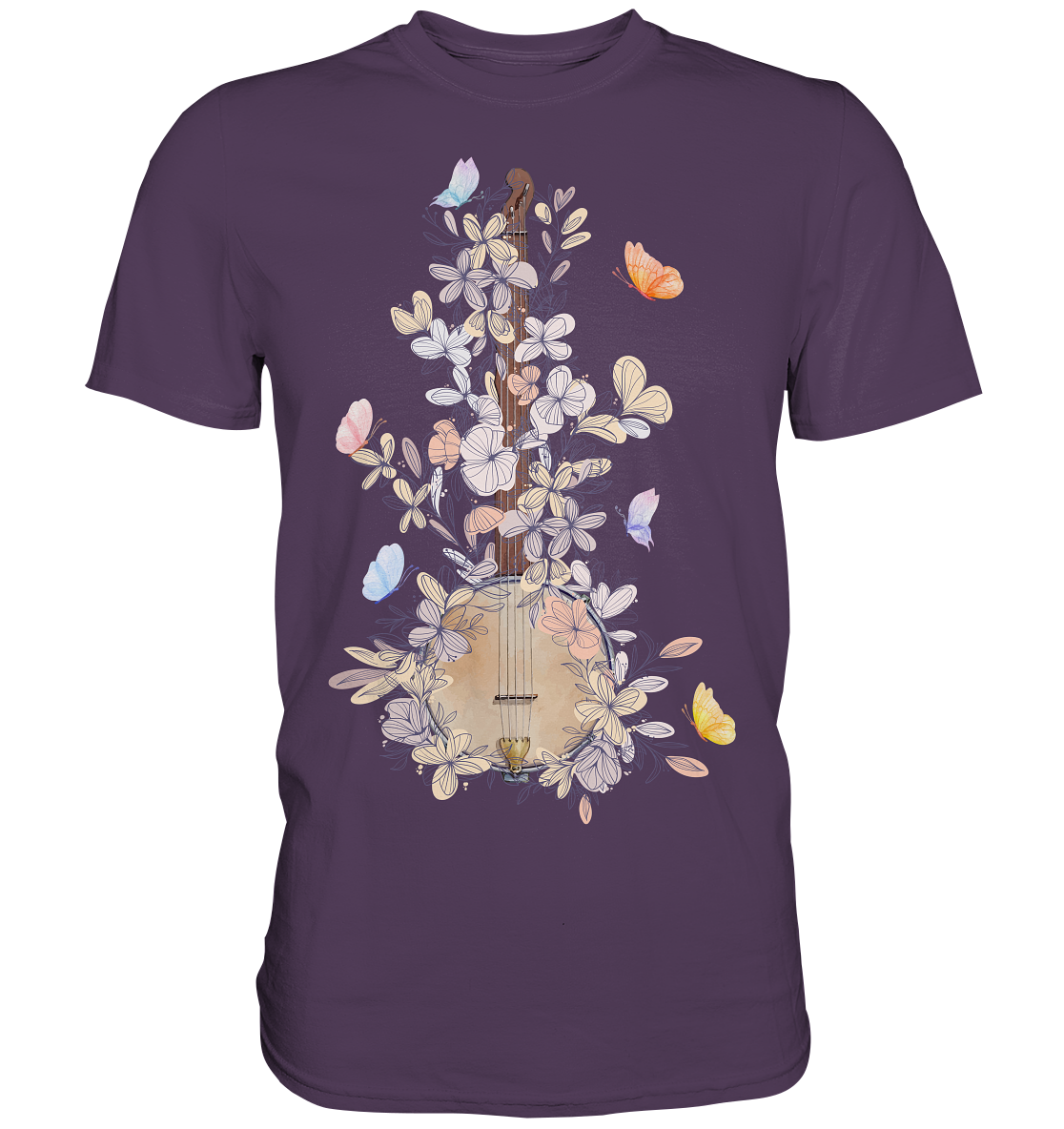 Banjo Frauen Blumen Schmetterling T-Shirt