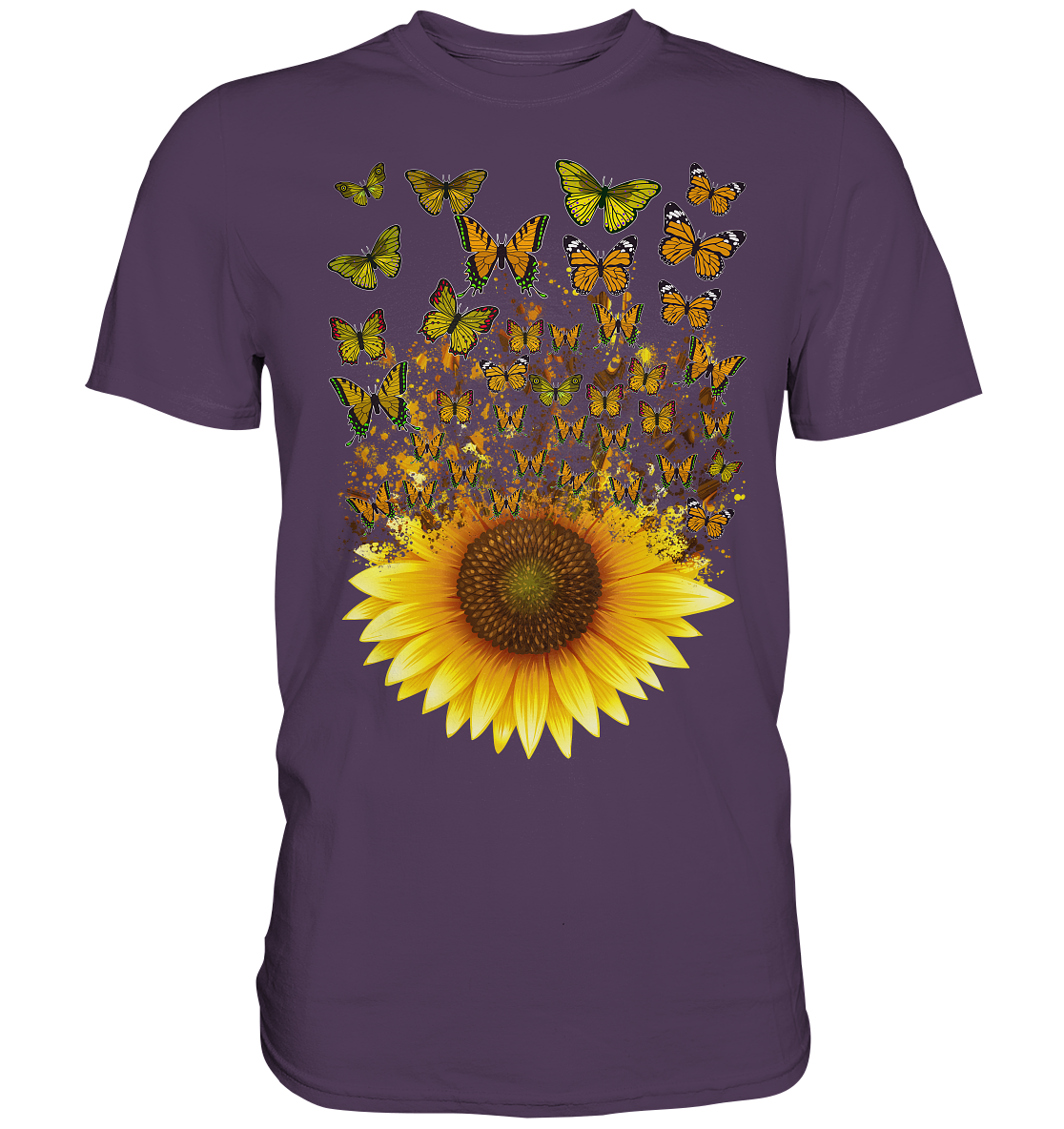 Frauen Sonnenblume Schmetterling T-Shirt