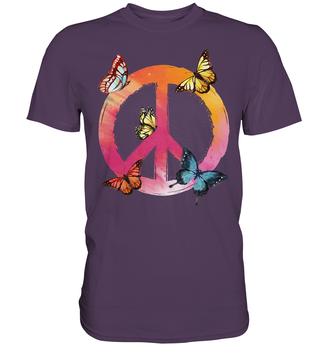 Buntes Peace Symbol Frauen Schmetterling T-Shirt
