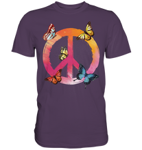 Laden Sie das Bild in den Galerie-Viewer, Buntes Peace Symbol Frauen Schmetterling T-Shirt
