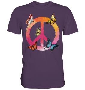 Buntes Peace Symbol Frauen Schmetterling T-Shirt