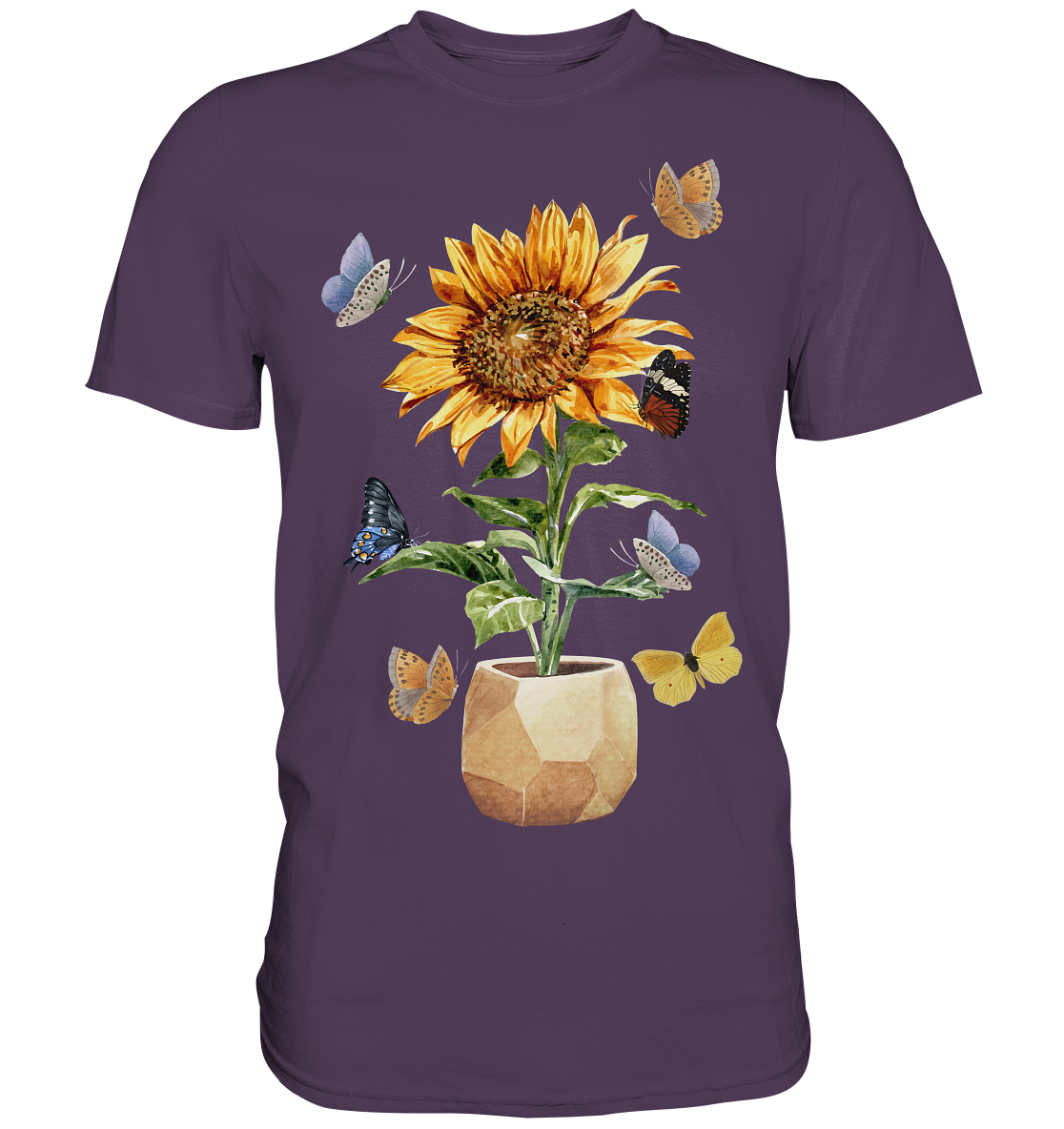 Frauen Sonnenblume Schmetterlinge T-Shirt
