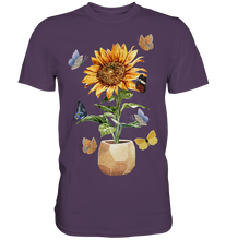 Laden Sie das Bild in den Galerie-Viewer, Frauen Sonnenblume Schmetterlinge T-Shirt
