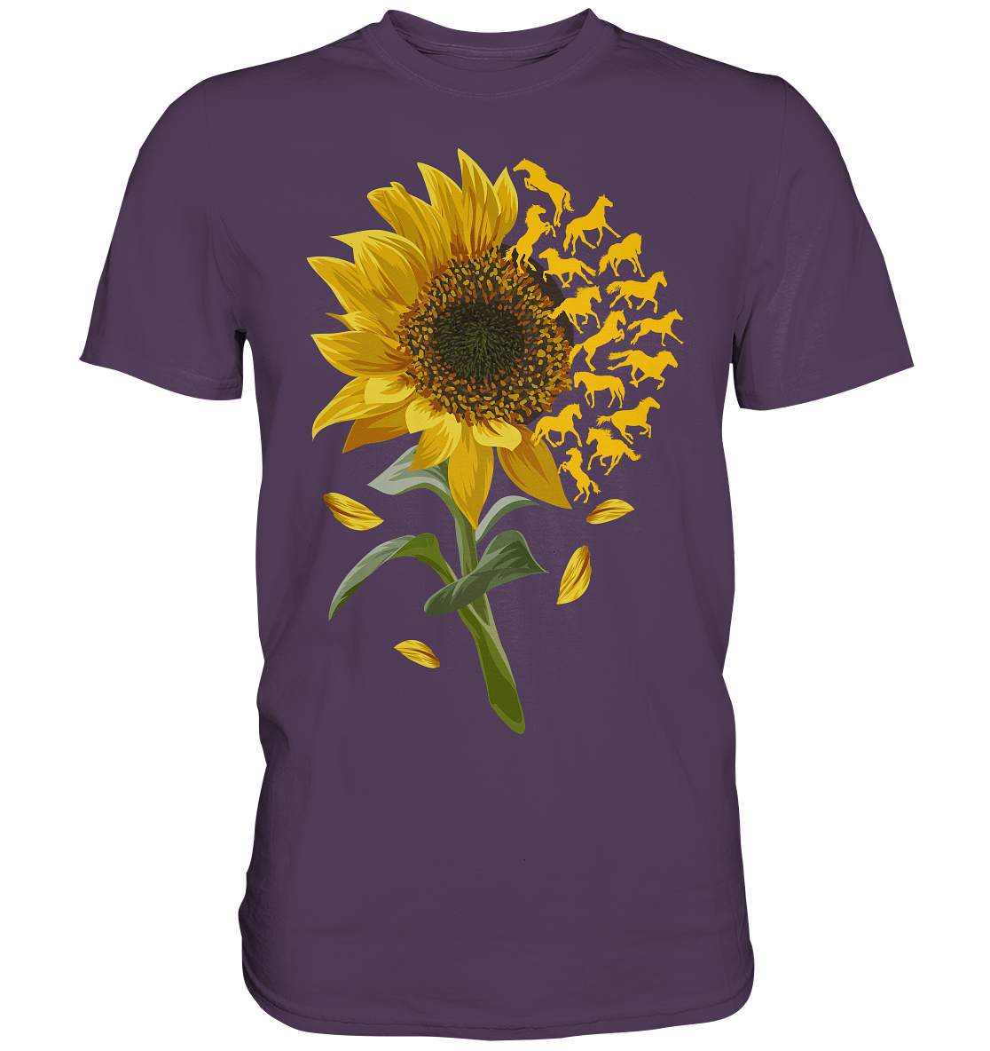 Pferde Sonnenblumen T-Shirt Gärtner Reiter Geschenk Garten
