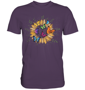 Sonnenblume Bunte Schmetterlinge T-Shirt