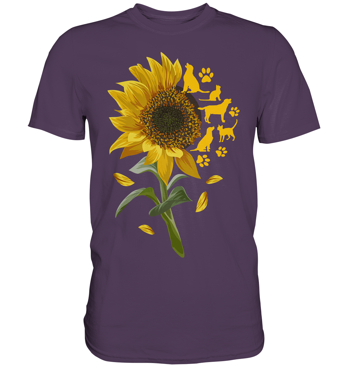 Katzen Hunde Sonnenblumen Shirt Gärtner Tiere Garten Motiv