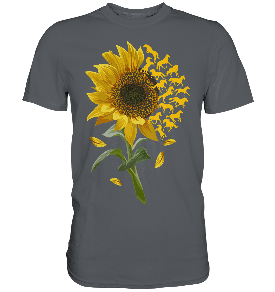 Pferde Sonnenblumen T-Shirt Gärtner Reiter Geschenk Garten
