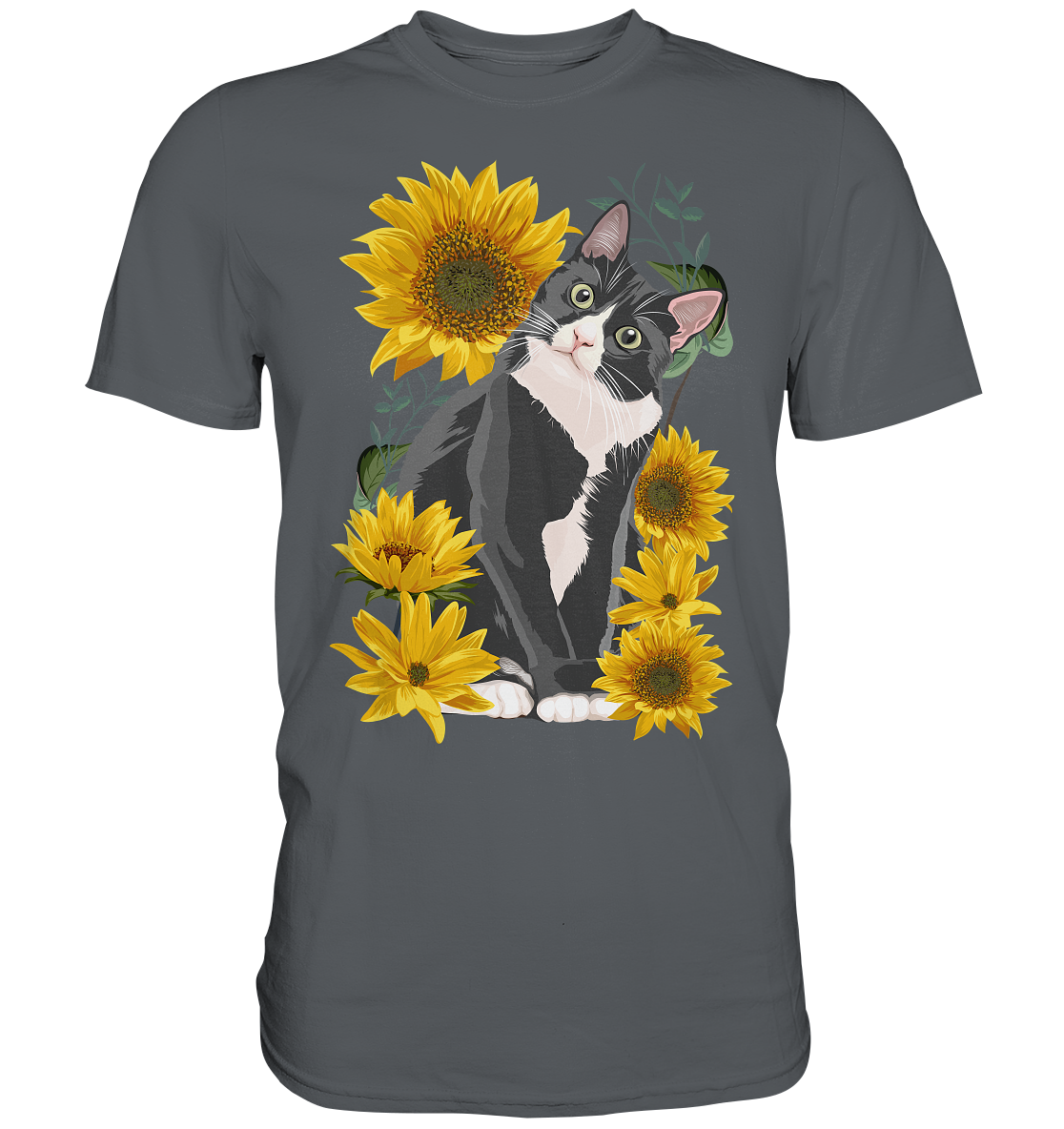 Sonnenblumen Katze T-Shirt Lustiges Garten Geschenk Gärtner