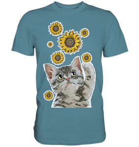 Katze Sonnenblumen Shirt Gärtner Kätzchen Garten Motiv