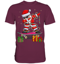 Laden Sie das Bild in den Galerie-Viewer, Dabbing Santa Skatboard Weihnachtsmann Lichterkette T-Shirt
