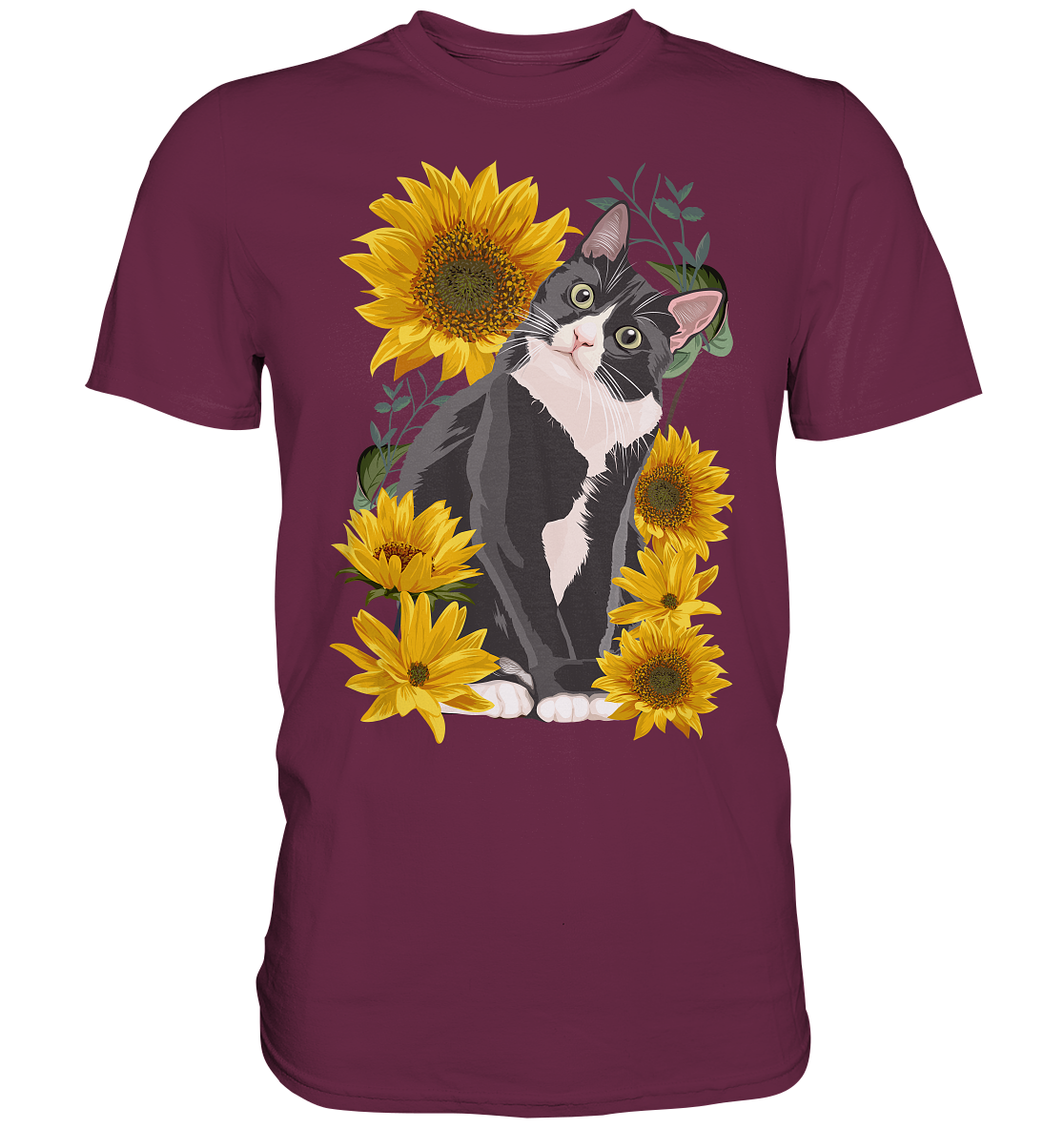 Sonnenblumen Katze T-Shirt Lustiges Garten Geschenk Gärtner
