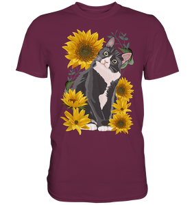 Sonnenblumen Katze T-Shirt Lustiges Garten Geschenk Gärtner