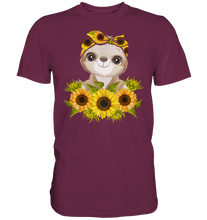 Laden Sie das Bild in den Galerie-Viewer, Faultier Sonnenblumen T-Shirt Garten Motiv Gärtner Geschenk
