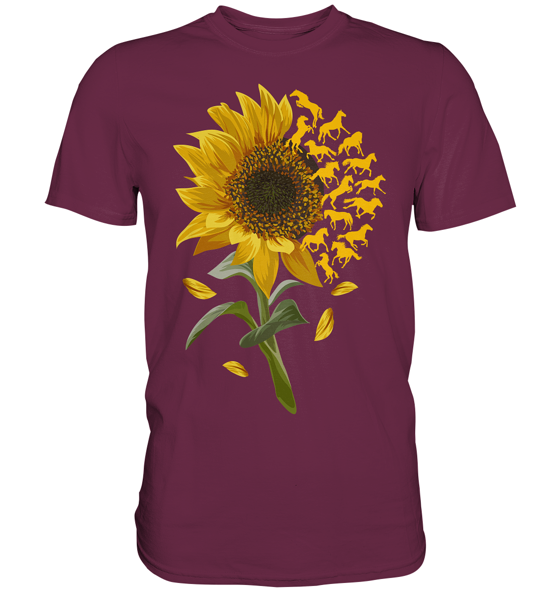 Pferde Sonnenblumen T-Shirt Gärtner Reiter Geschenk Garten