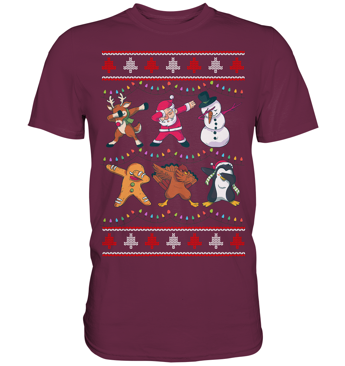 Dabbing Rentier Santa Schneemann Pingiun Weihnachten T-Shirt