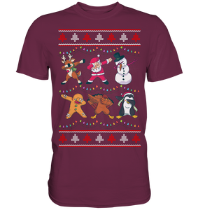Dabbing Rentier Santa Schneemann Pingiun Weihnachten T-Shirt