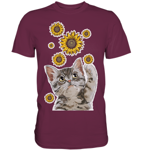 Katze Sonnenblumen Shirt Gärtner Kätzchen Garten Motiv