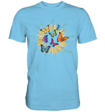 Laden Sie das Bild in den Galerie-Viewer, Sonnenblume Bunte Schmetterlinge T-Shirt
