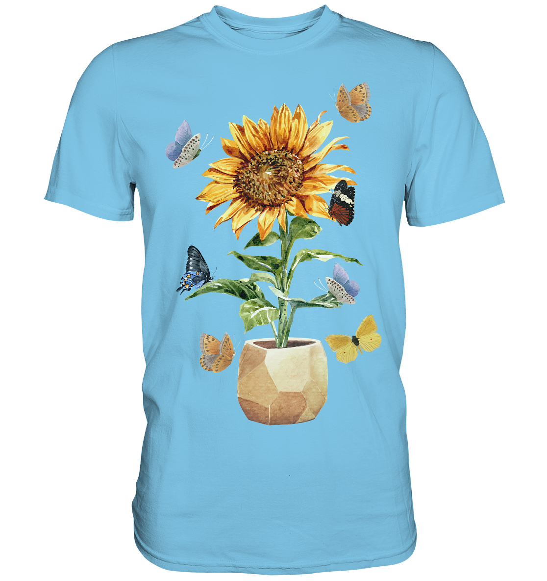 Frauen Sonnenblume Schmetterlinge T-Shirt