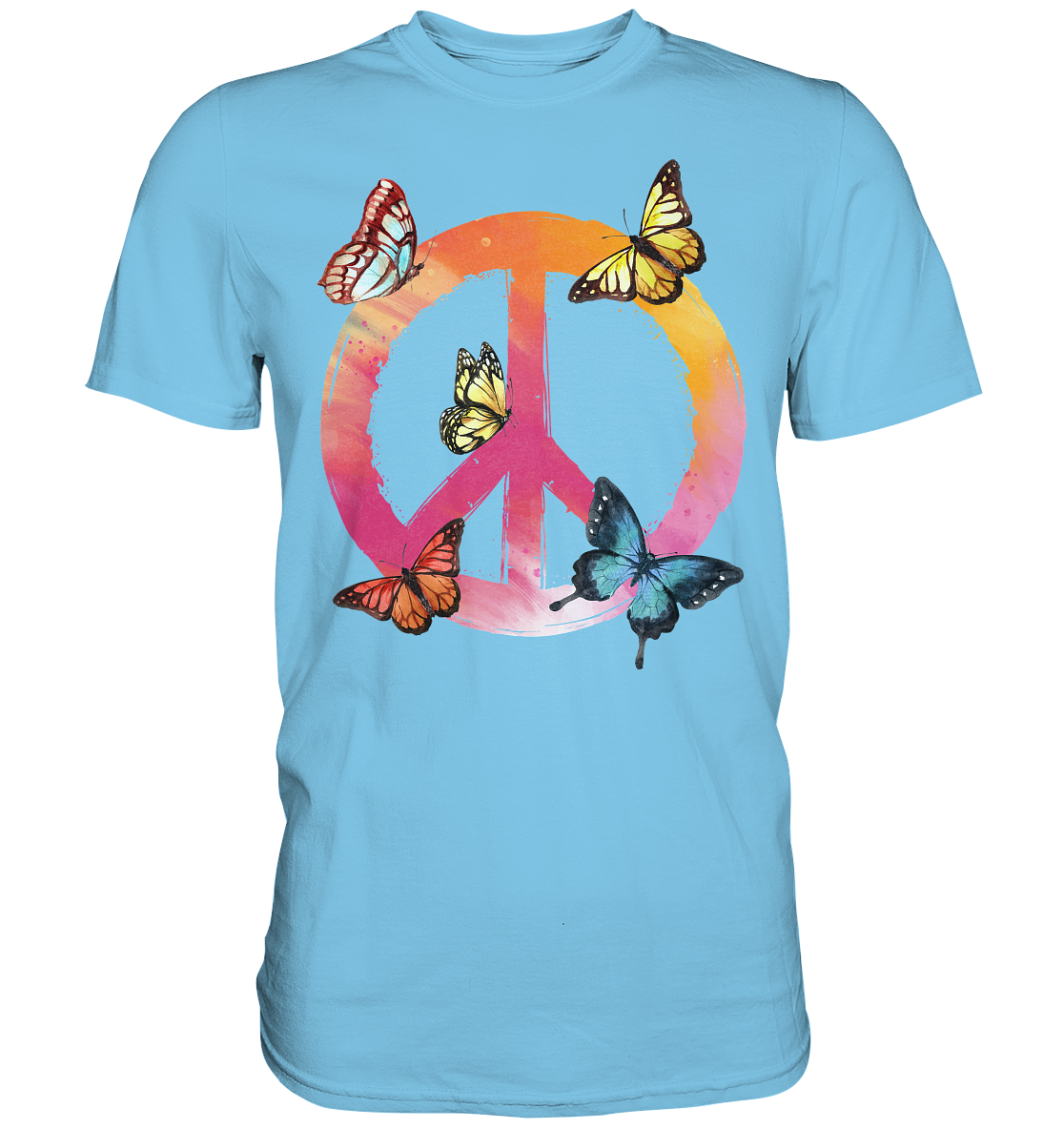 Buntes Peace Symbol Frauen Schmetterling T-Shirt