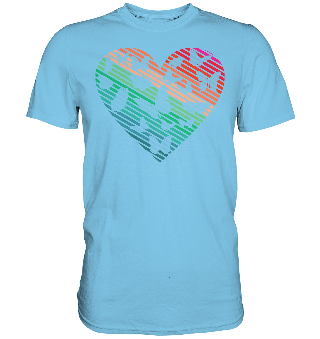 Frauen Retro Schmetterling Herz T-Shirt