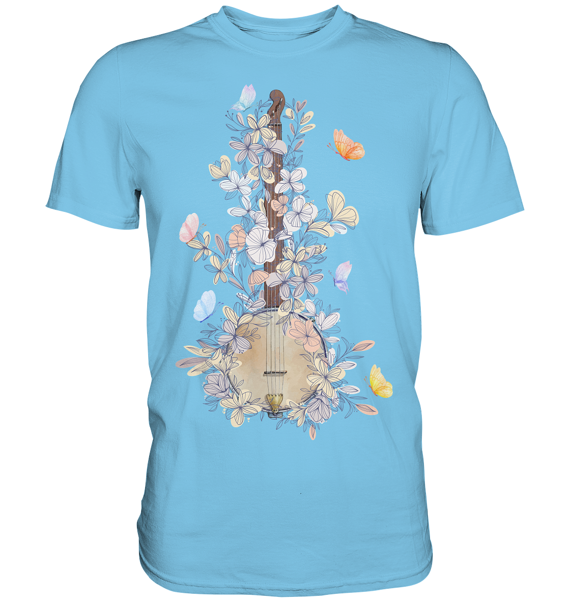 Banjo Frauen Blumen Schmetterling T-Shirt