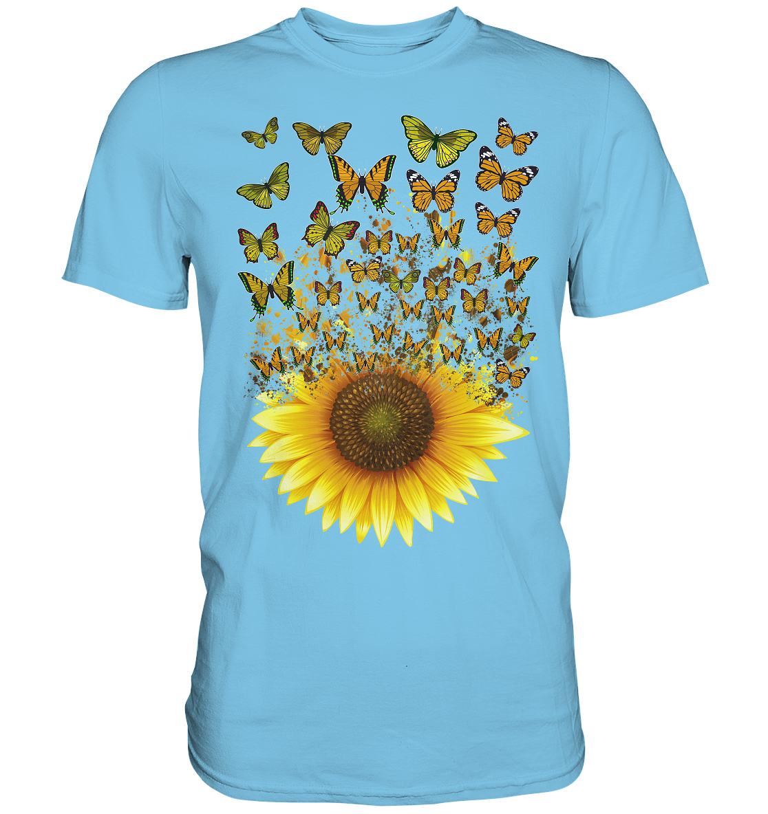 Frauen Sonnenblume Schmetterling T-Shirt