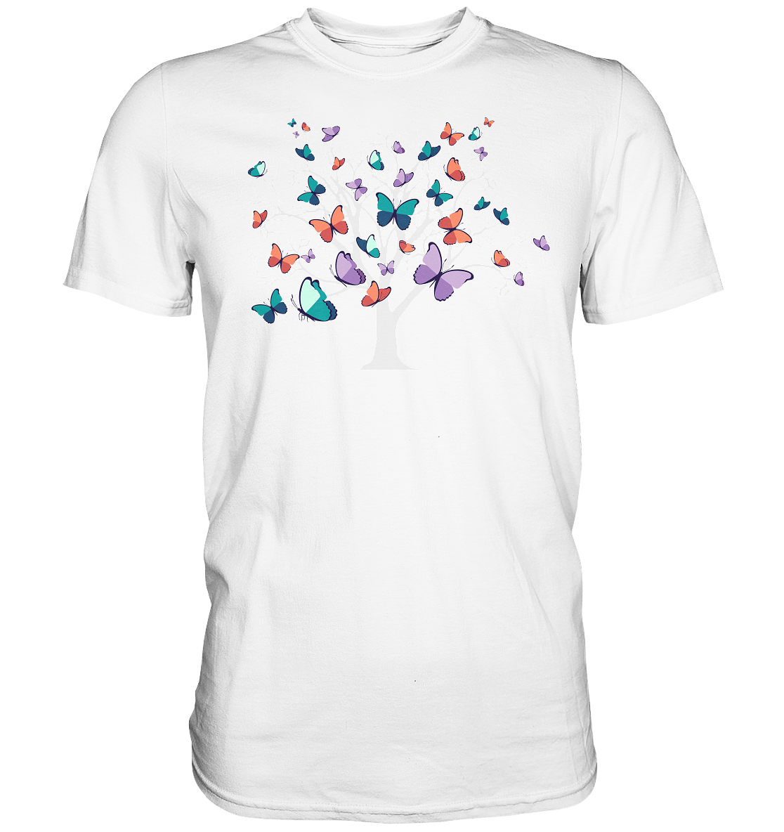 Frauen Bunter Schmetterling Baum T-Shirt