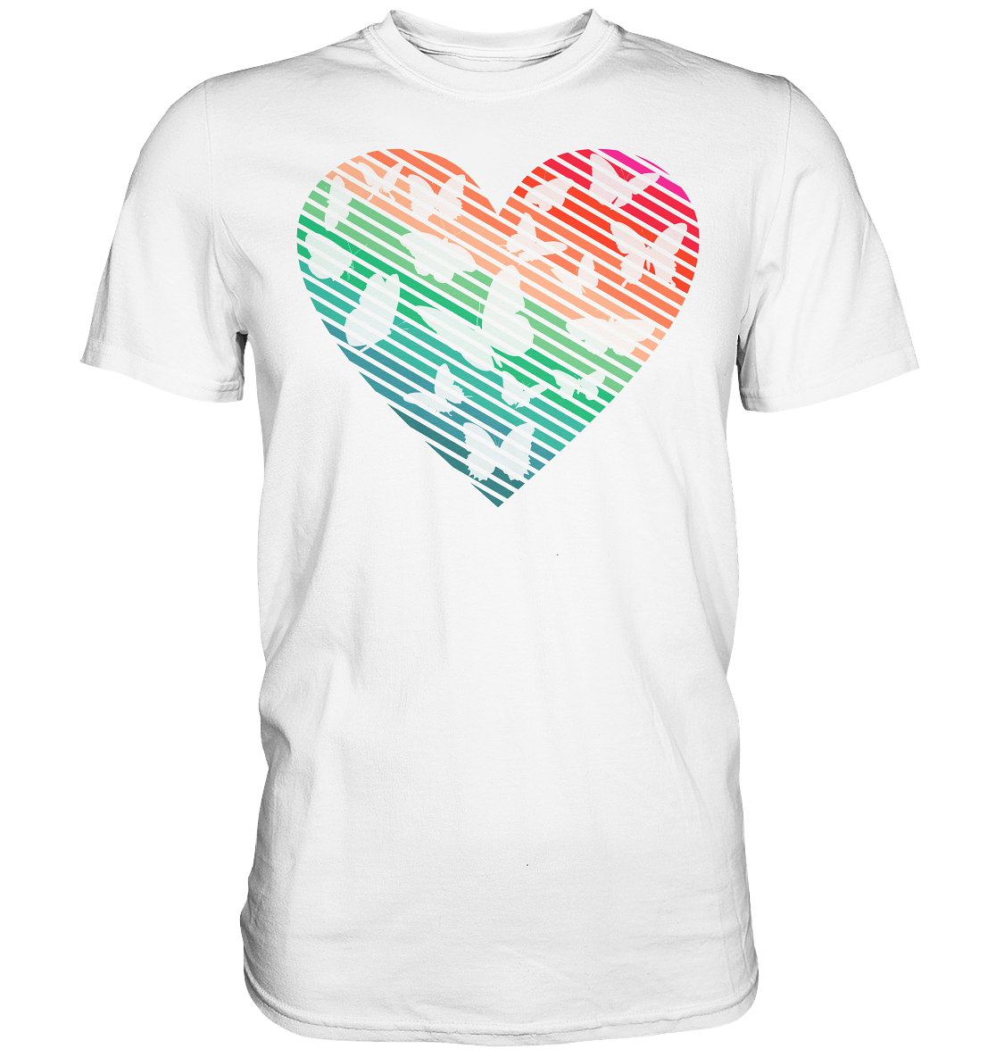 Frauen Retro Schmetterling Herz T-Shirt