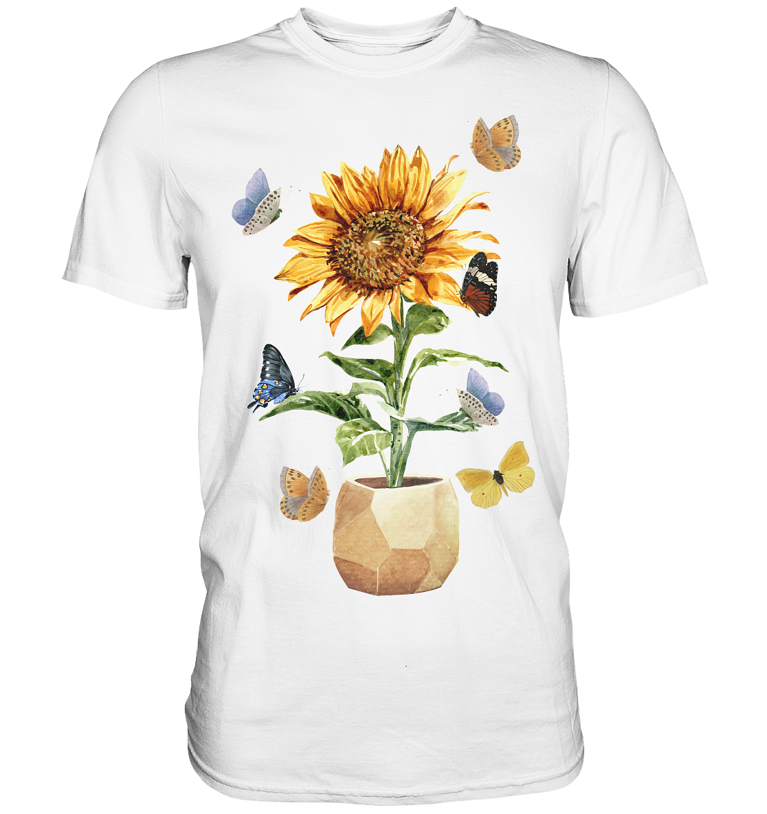 Frauen Sonnenblume Schmetterlinge T-Shirt