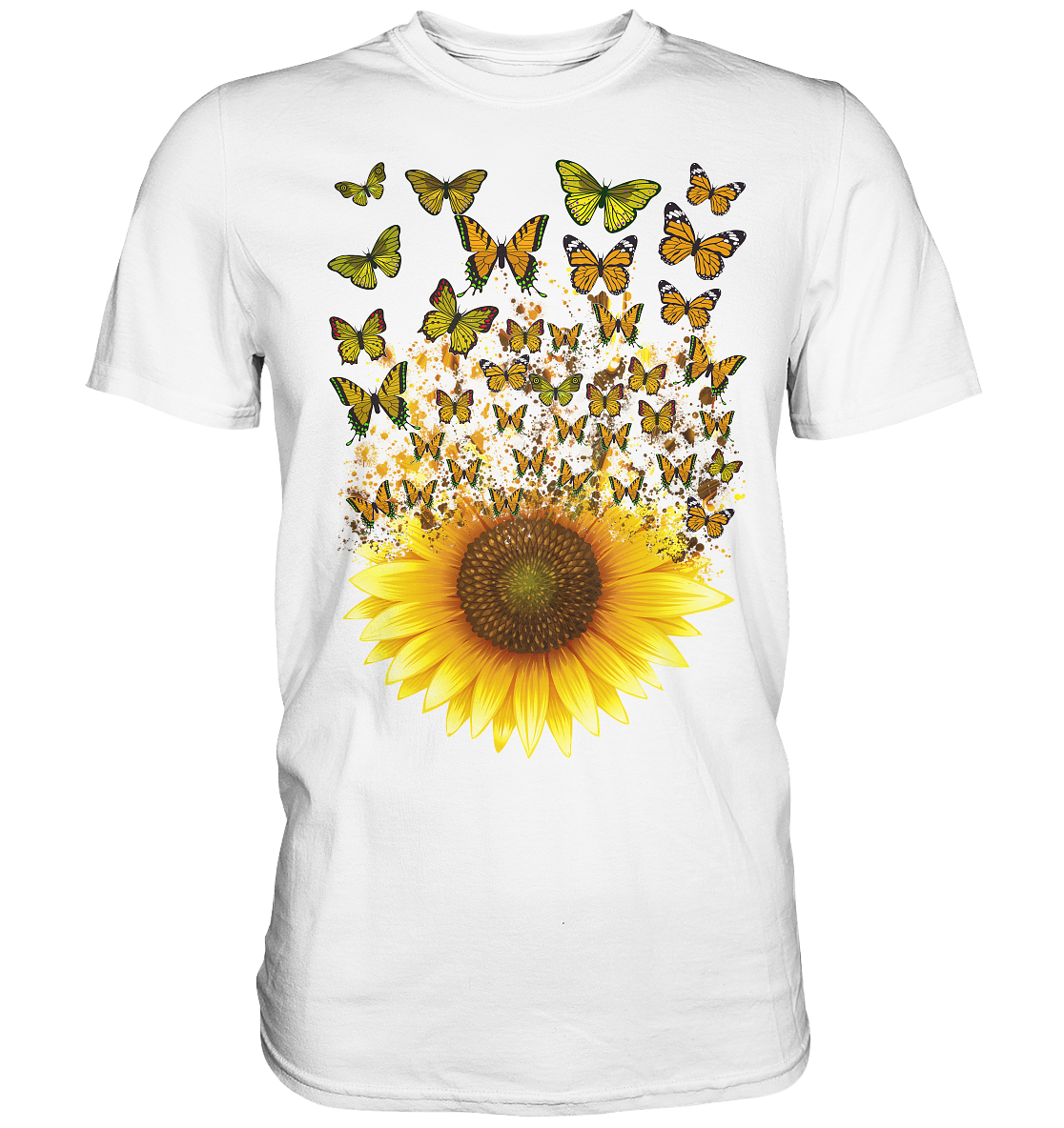 Frauen Sonnenblume Schmetterling T-Shirt