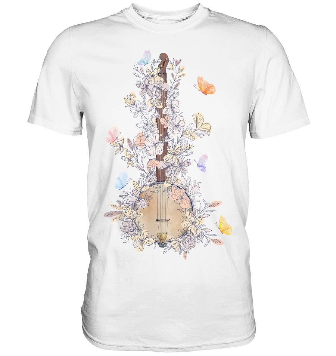 Banjo Frauen Blumen Schmetterling T-Shirt