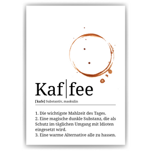 Kaffee Poster Definition - Kaffee Wandbild Barista Küche Wanddeko