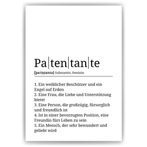 Patentante Poster Definition - Wandbild Geschenk