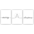 Weihnachten Poster 3er Set – Merry Christmas Wandbild Weihnachtsbaum Motiv Schlafzimmer Wohnzimmer Küche Flur Zuhause Wanddeko