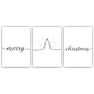 Weihnachten Poster 3er Set – Merry Christmas Wandbild Weihnachtsbaum Motiv Schlafzimmer Wohnzimmer Küche Flur Zuhause Wanddeko
