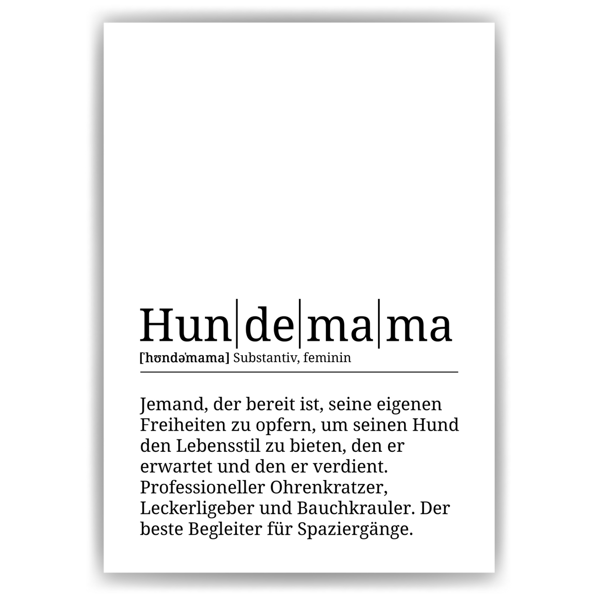 Hundemama Poster Definition - Hundebesitzer Geschenk Wandbild